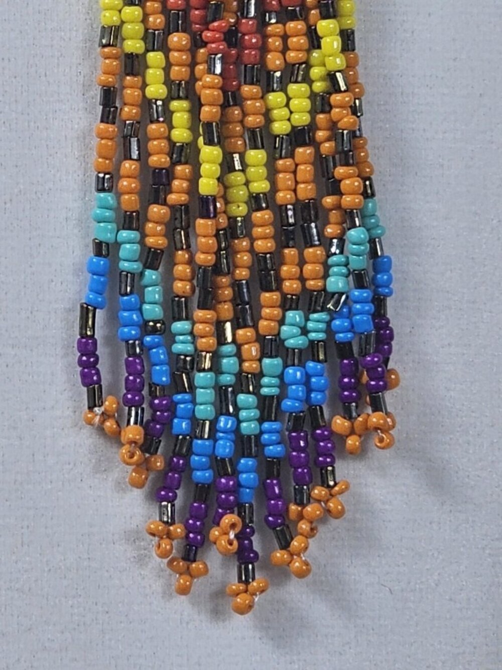 Handmade Native-Inspired Beaded Dangle Earrings Multicolor Fringe Boho Festival - Picture 8 of 8